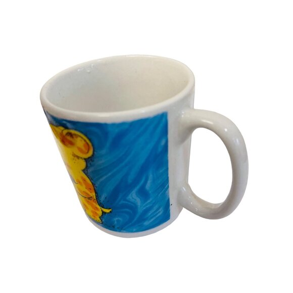 Yellow Elephant Ceramic Mug With Blue Background White Handle 2 1/2" - Picture 3 of 5
